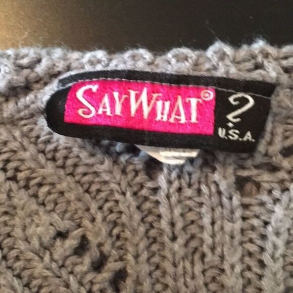 Vintage Say What? USA Cropped Sweater Poncho OS - Picture 6 of 7